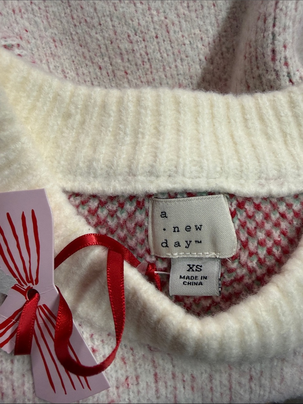 NWT A New Day White Multicolor Ciao Ciao Cherry Print Crewneck Sweater - Picture 15 of 16